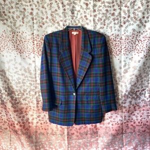 Vintage Talbots Vibrant Plaid Blazer 12